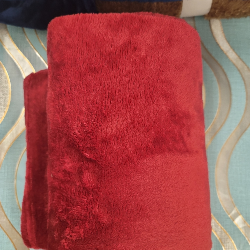 Baby blanket plush velvet like burgundy color